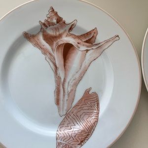 Vintage 1970s Modern Conch Seashell Luncheon Plates Lot of 4 Fitz and Floyd
